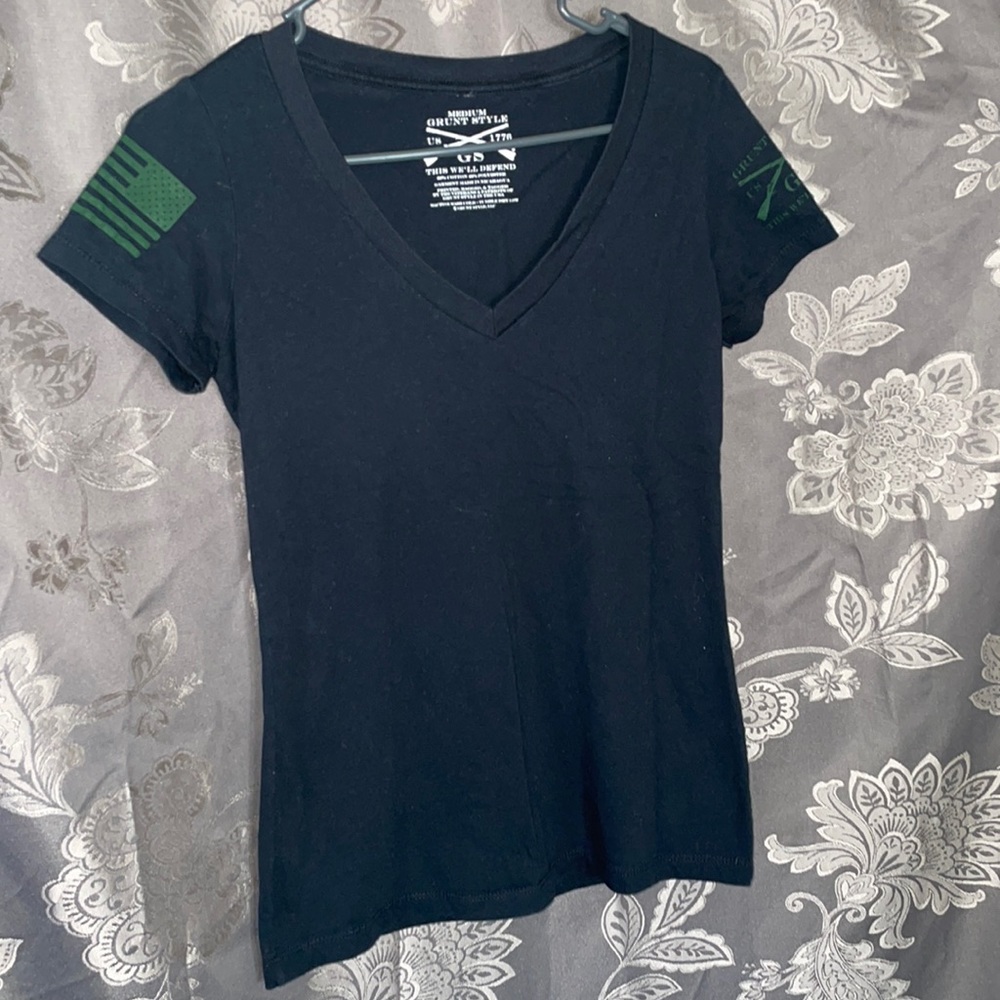 Plain black v neck  grunt style tee shirt